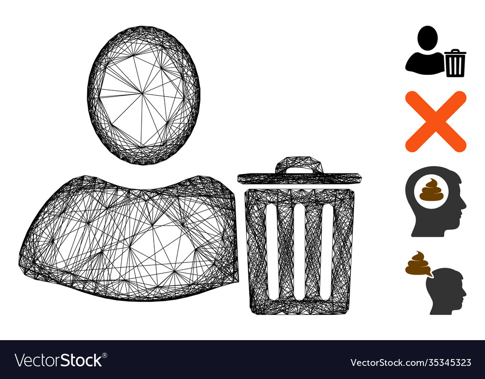 Network user trash mesh vector image Network user trash mesh