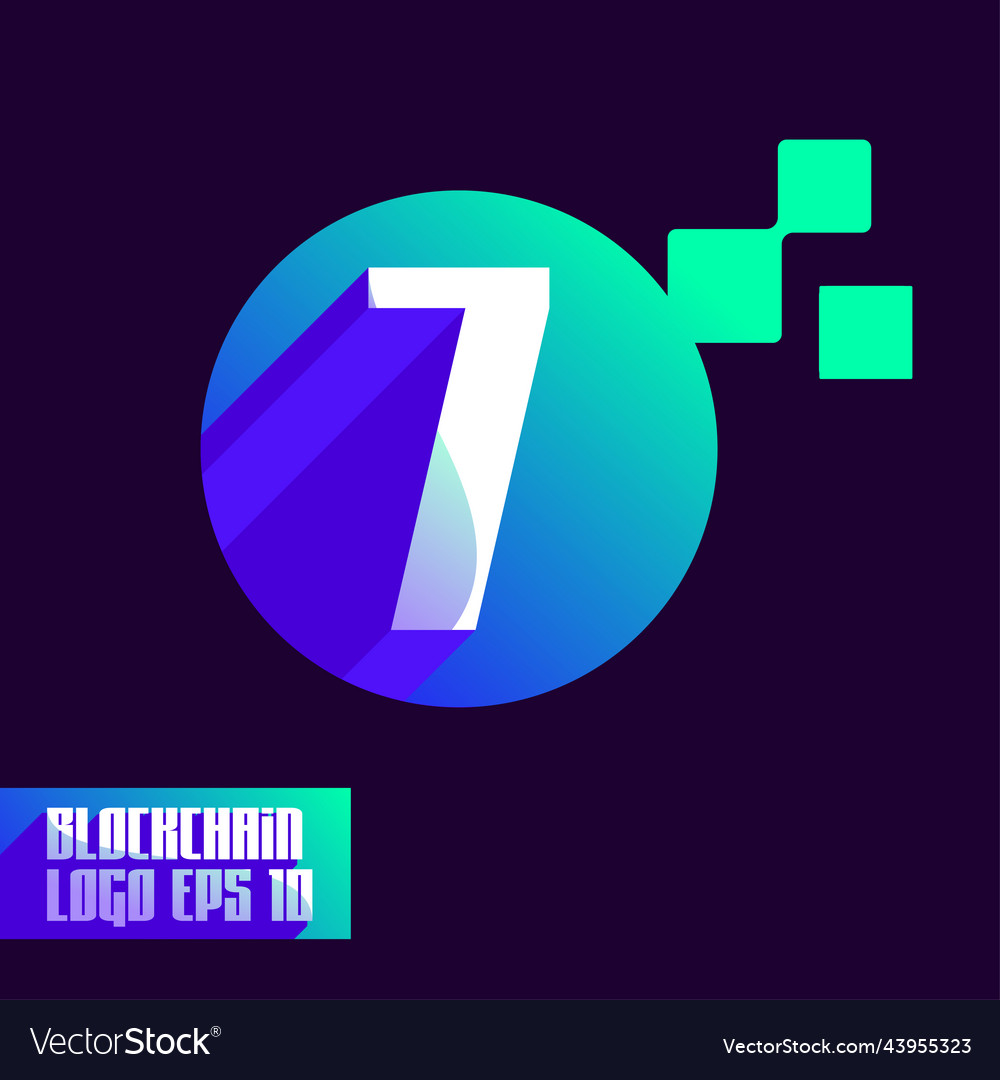 Numeric blockchain 7 logo vector image Numeric blockchain 7 logo