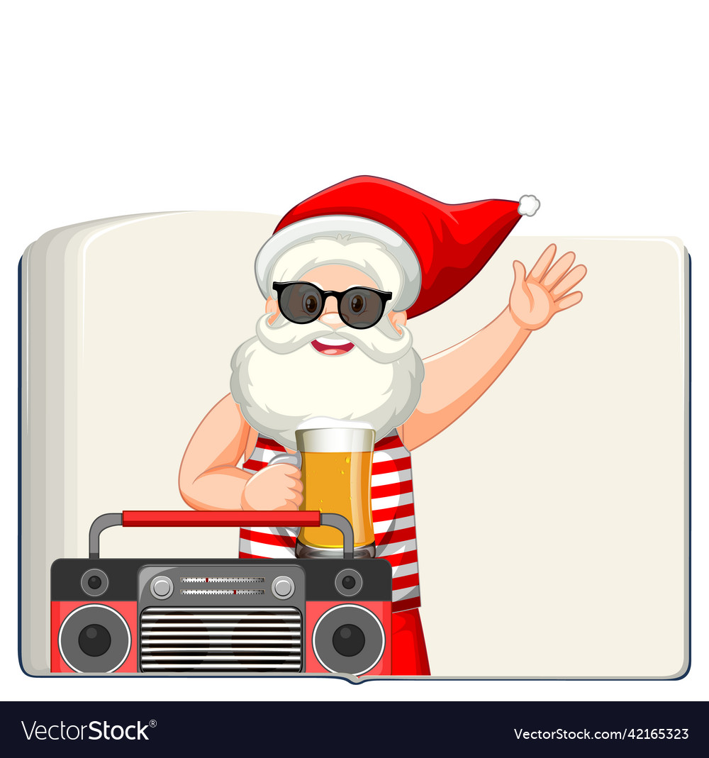 Opened blank book with santa claus vector image Opened blank book with santa claus