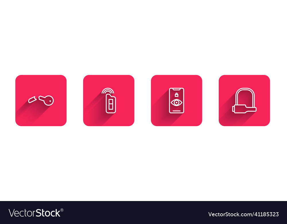Set line broken key car with remote eye scan vector image Set line broken key car with remote eye scan