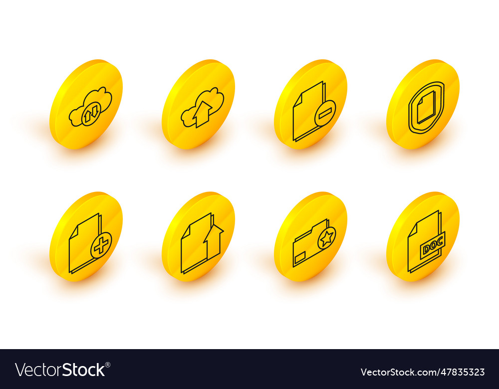 Set line doc file document folder vector image Set line doc file document folder