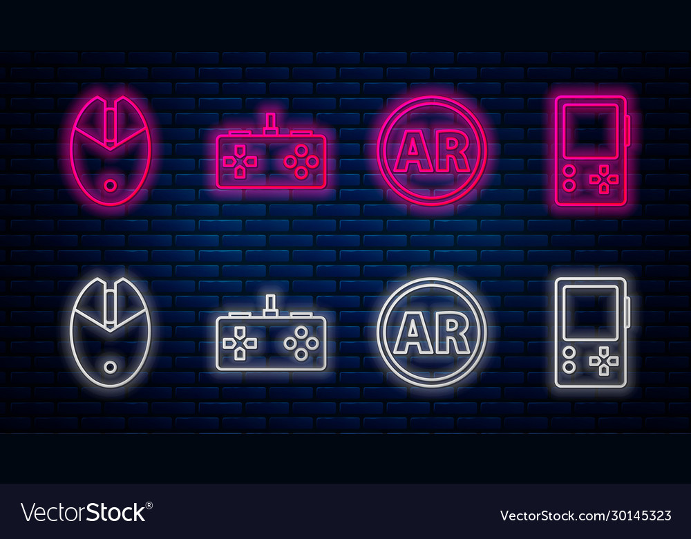 Set line gamepad ar augmented reality computer vector image Set line gamepad ar augmented reality computer