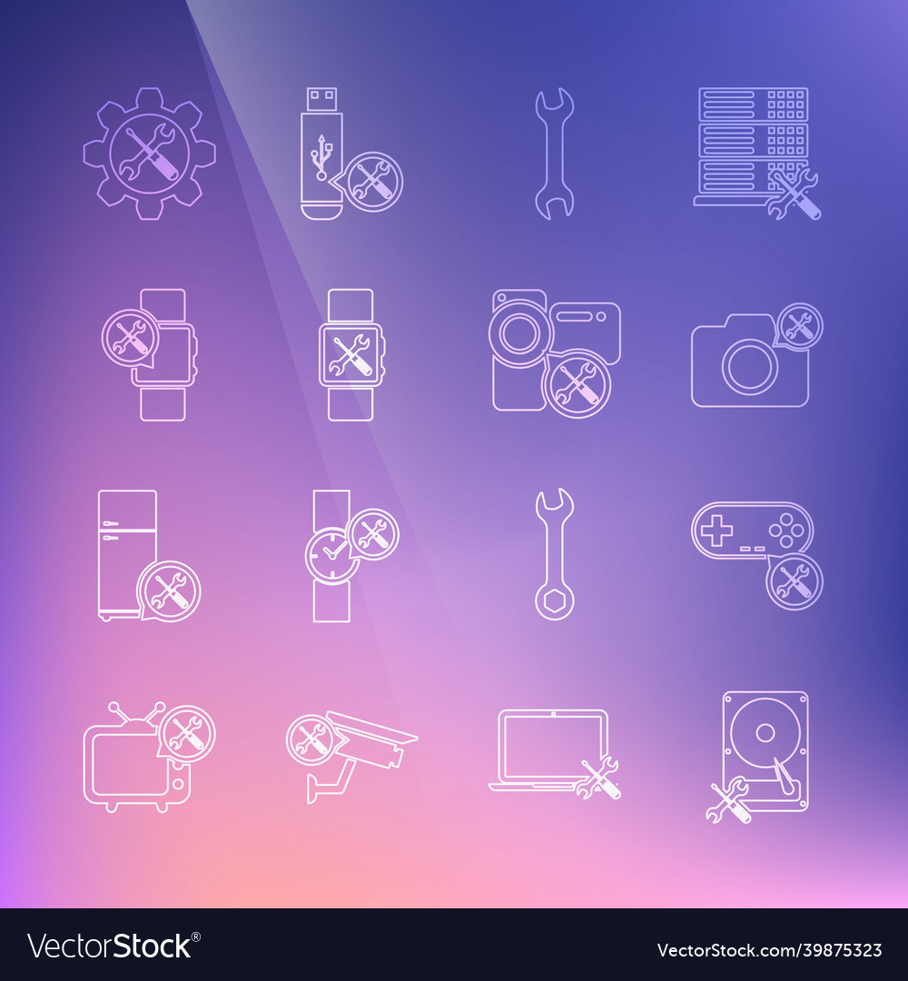 Set line hard disk drive service gamepad photo vector image Set line hard disk drive service gamepad photo