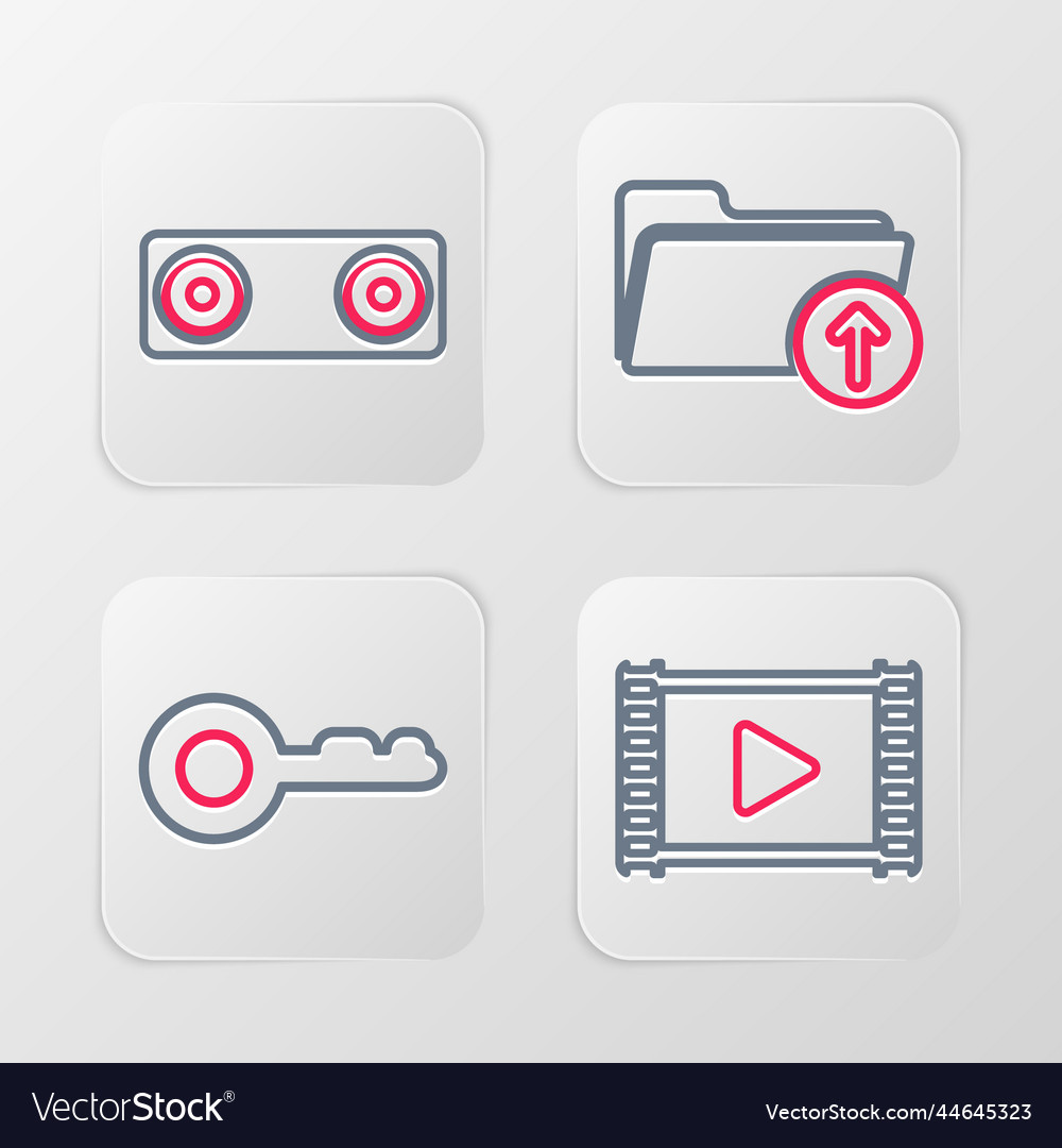 Set line movie clapper diamond upload file vector image Set line movie clapper diamond upload file
