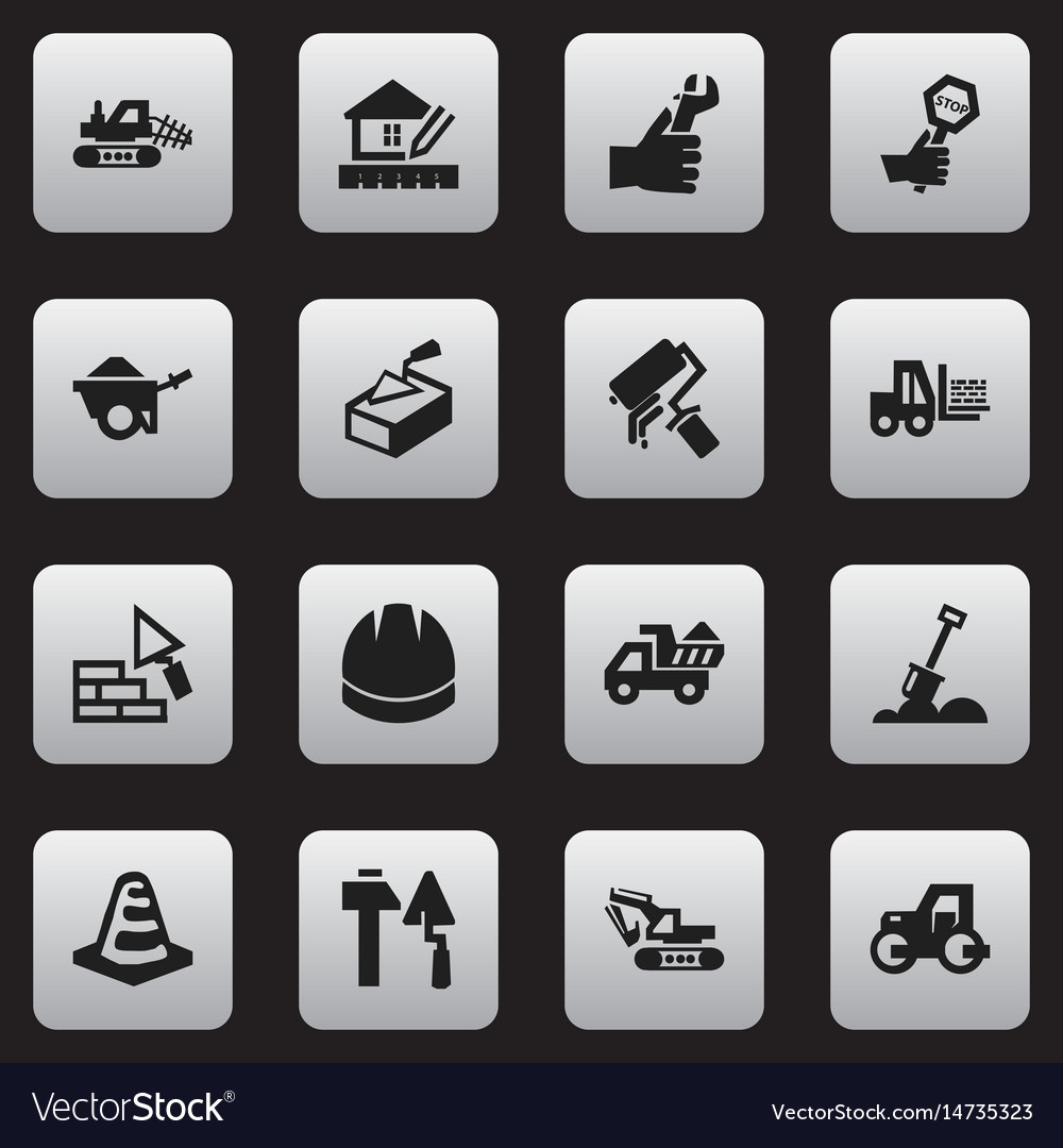 Set of 16 editable building icons includes