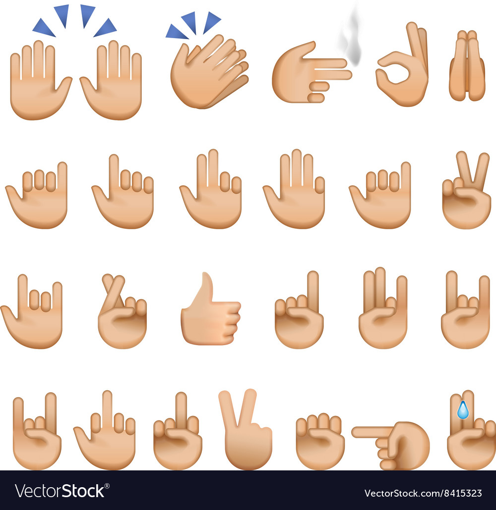 Set of hands icons and symbols emoji Royalty Free Vector