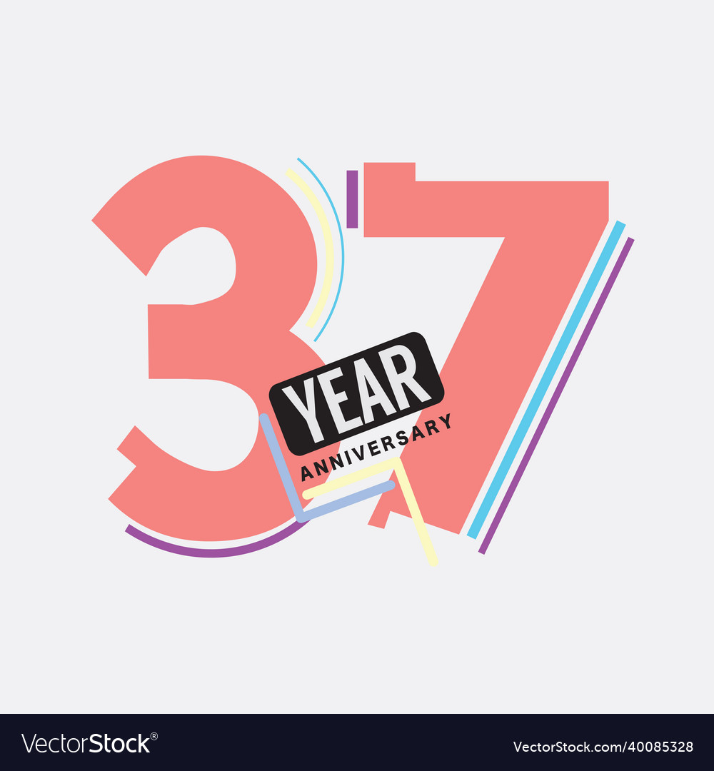 37 Jahre Jubiläum Logo Geburtstagsfeier vector image 37 Jahre Jubiläum Logo Geburtstagsfeier
