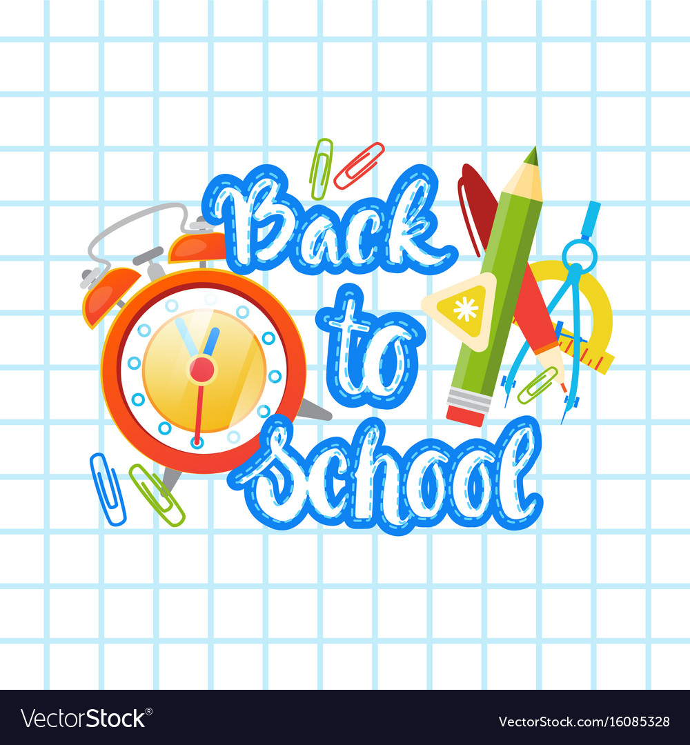 Back to school logo text on notebook background