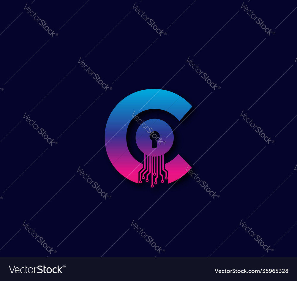 C Cyber Security Technology Logo Design Concept Vector Image 0329