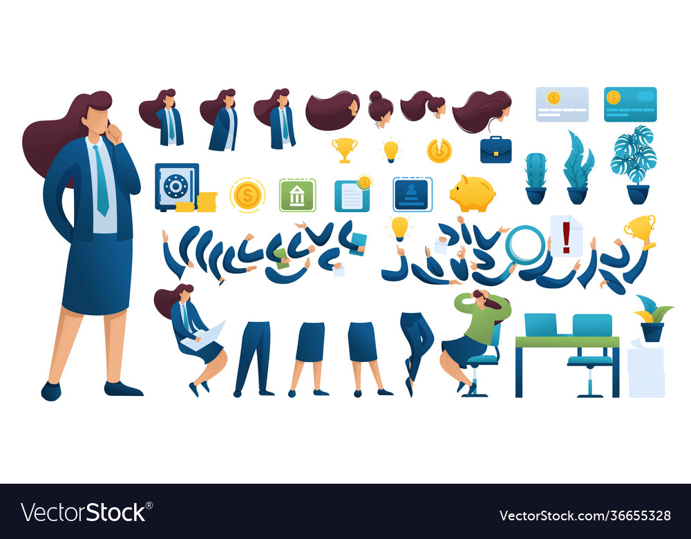 Constructor for creating a businesswoman create vector image Constructor for creating a businesswoman create