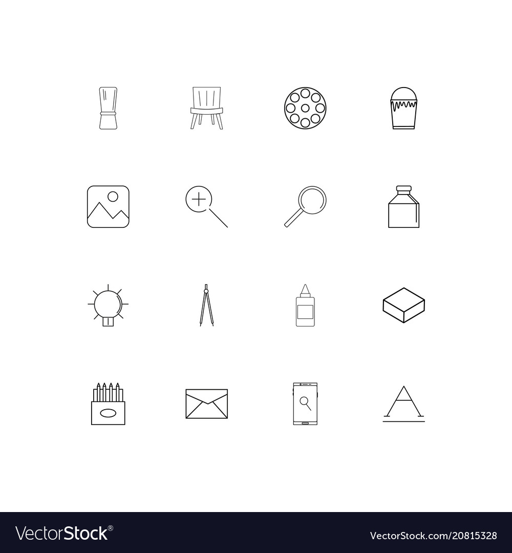 Creative process and design linear thin icons set