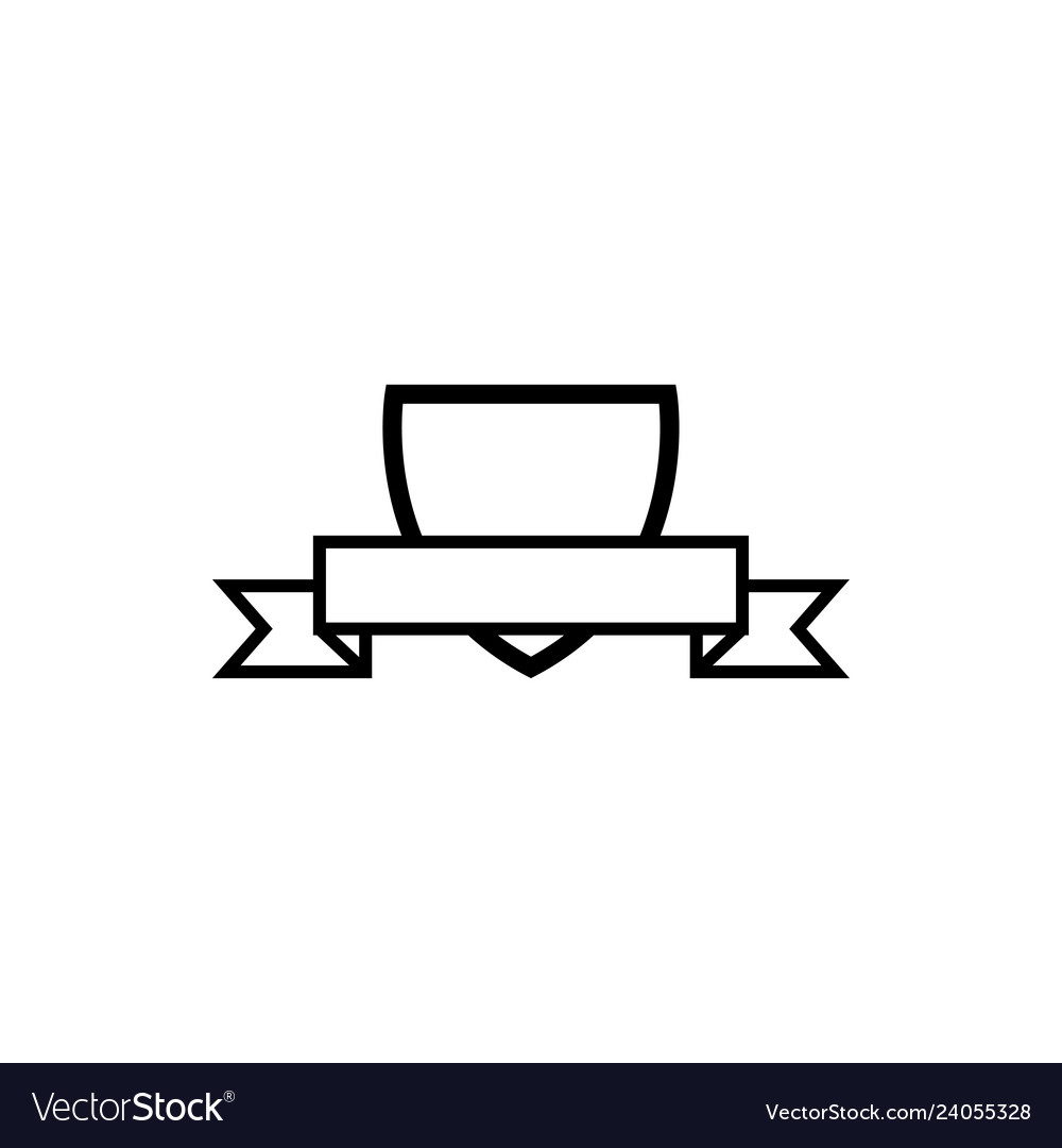 Crest shield with ribbon icon design template