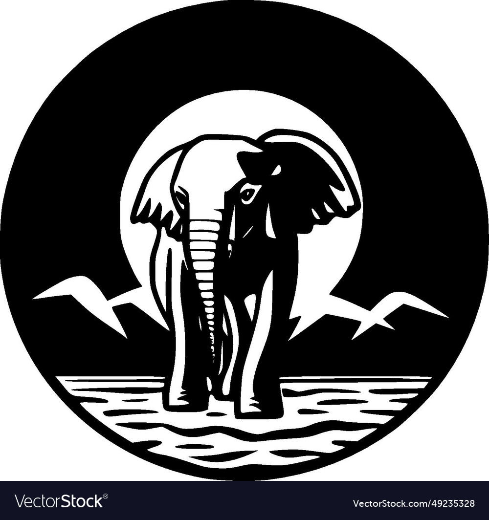 Elephant black and white Royalty Free Vector Image