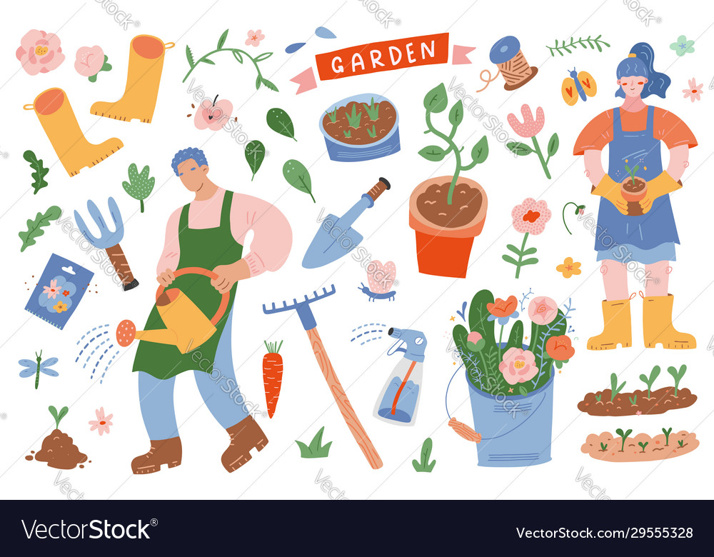Gardening collection vector image Gardening collection