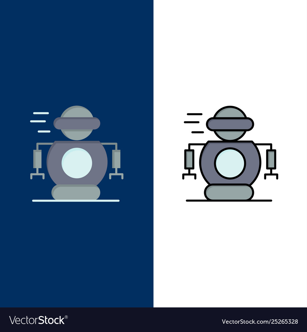 Human technology robotic robot icons flat