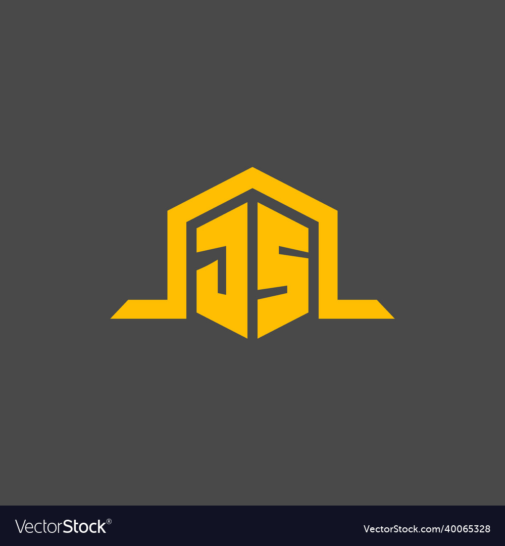 Js monogram initial logo with hexagon style design