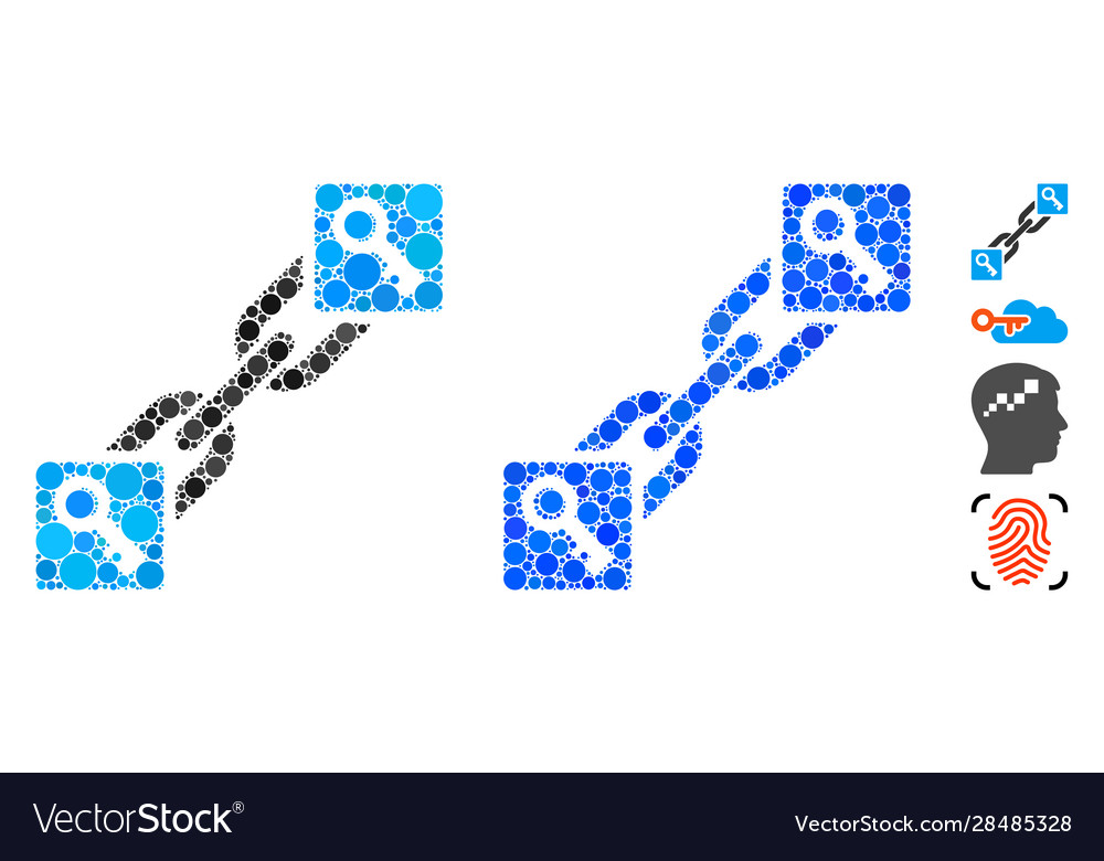 Key blockchain mosaic icon circle dots vector image Key blockchain mosaic icon circle dots