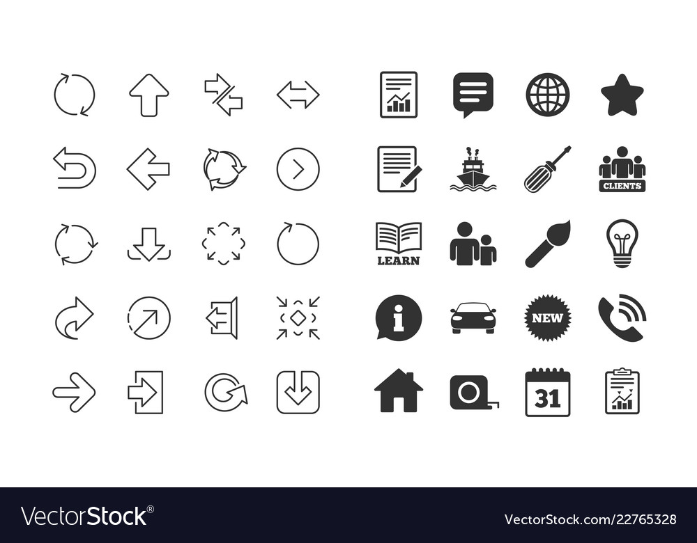 Linear arrow icons download synchronize vector image Linear arrow icons download synchronize