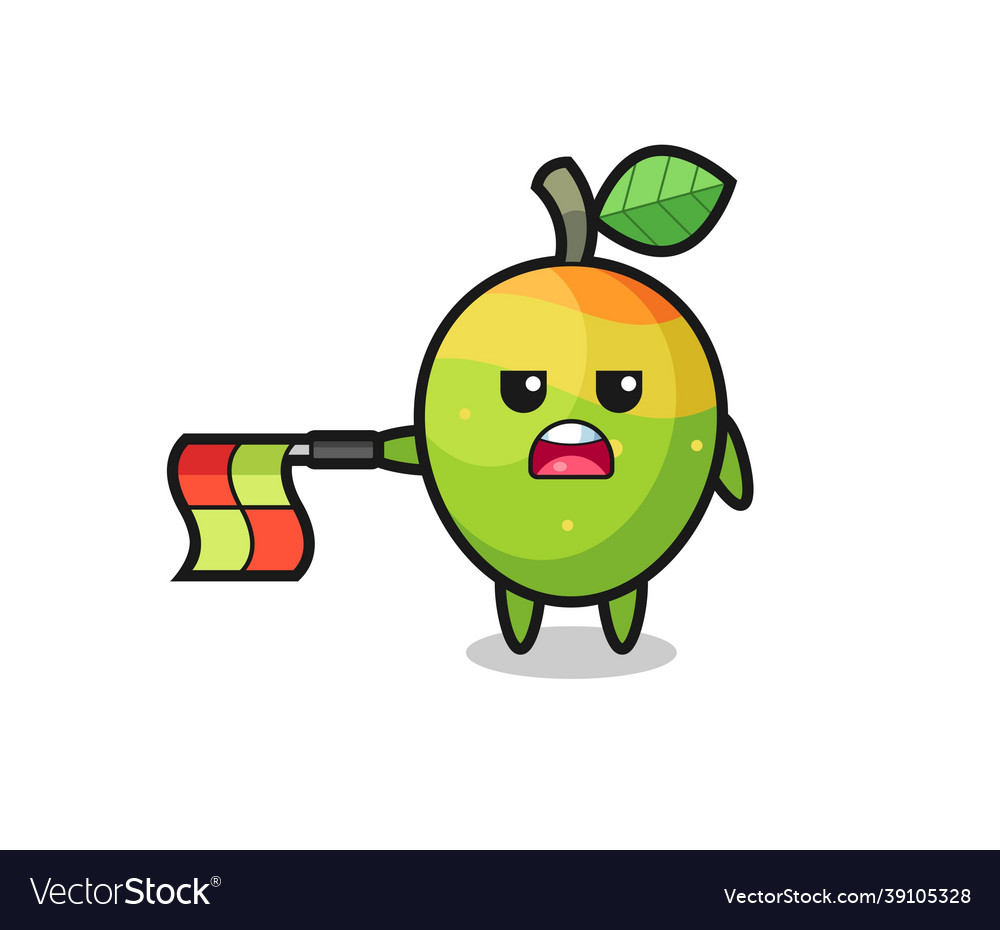 Mango character as line judge hold the flag vector image Mango character as line judge hold the flag