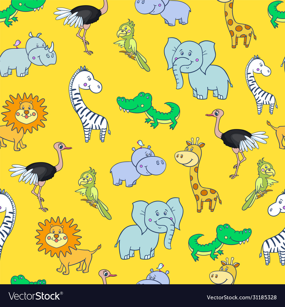 Seamless pattern with cute smiling giraffe zebra vector image Seamless pattern with cute smiling giraffe zebra
