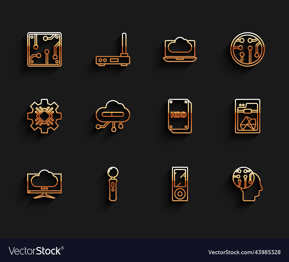 Set line computer monitor screen gamepad vector image Set line computer monitor screen gamepad