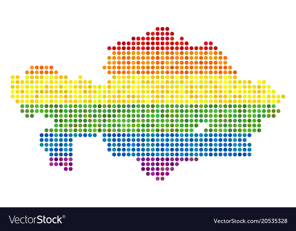 Spectrum dotted lgbt kazakhstan map Royalty Free Vector