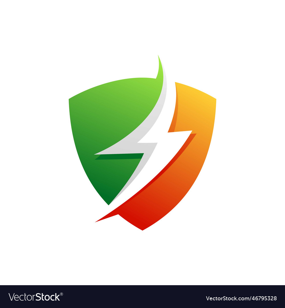 Thunder shield logo design electric power on shie