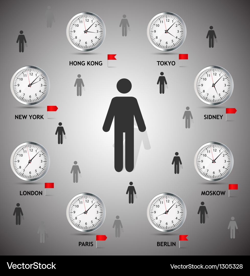Time zone world Royalty Free Vector Image - VectorStock
