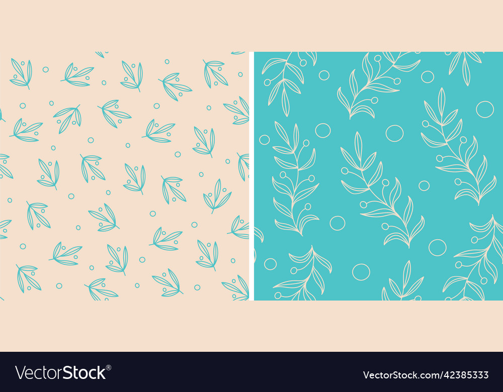 A set of two patterns from leaves and twigs vector image A set of two patterns from leaves and twigs