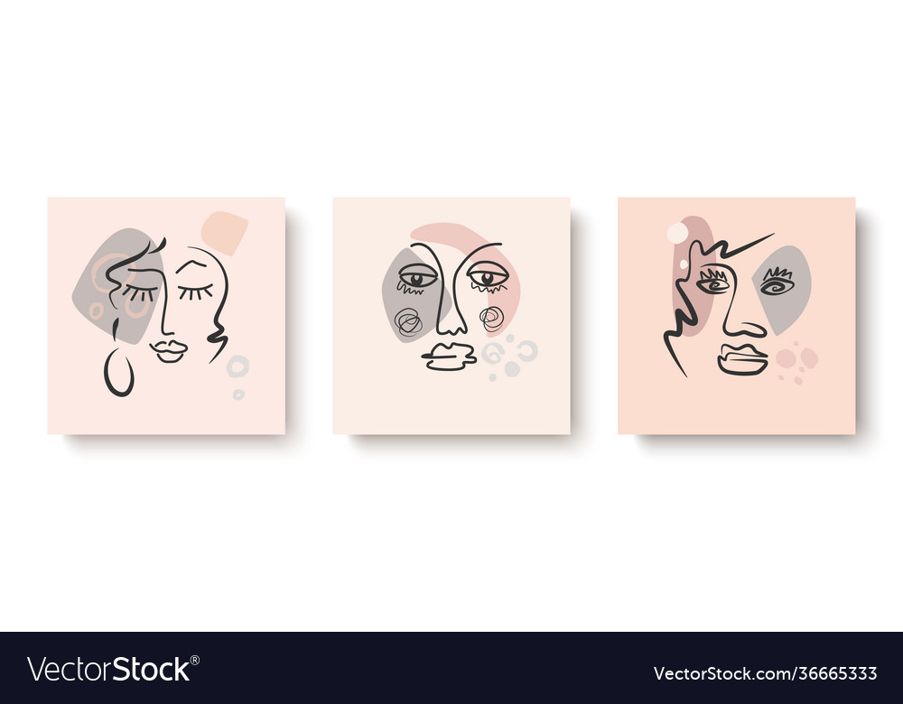 Abstrakte Pastellkartendesign mit Gesichter handgezeichnet vector image Abstrakte Pastellkartendesign mit Gesichter handgezeichnet