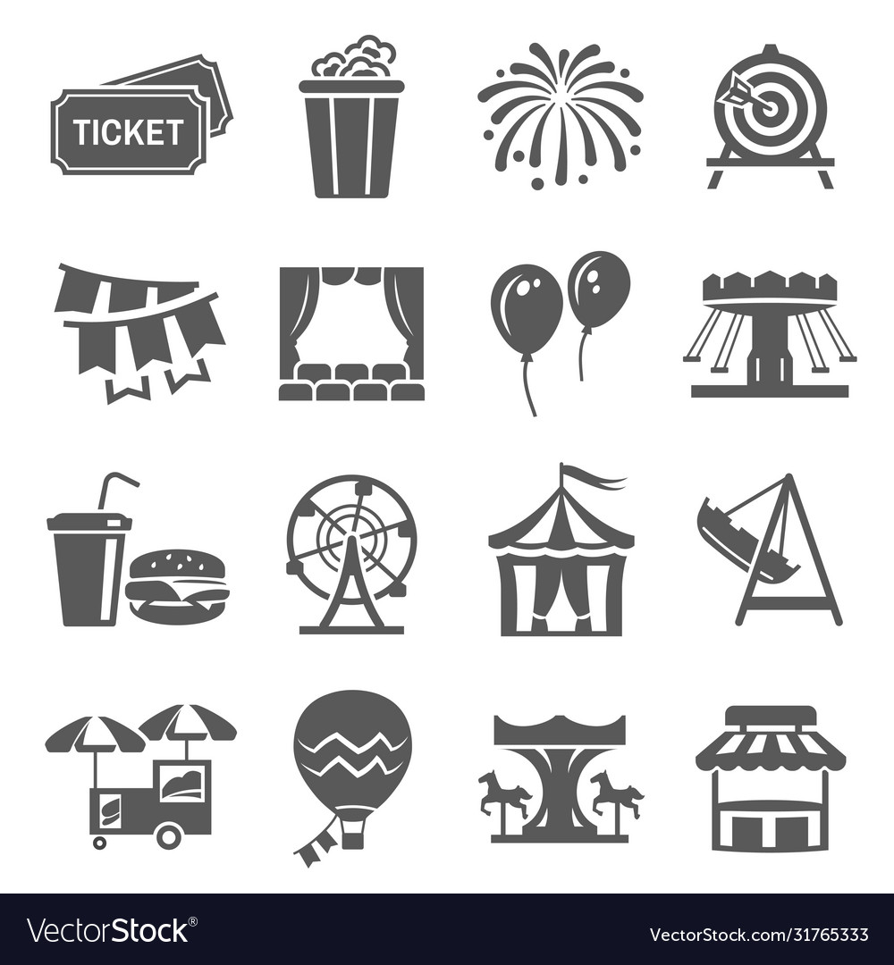 Carnival and festival icon set event Royalty Free Vector