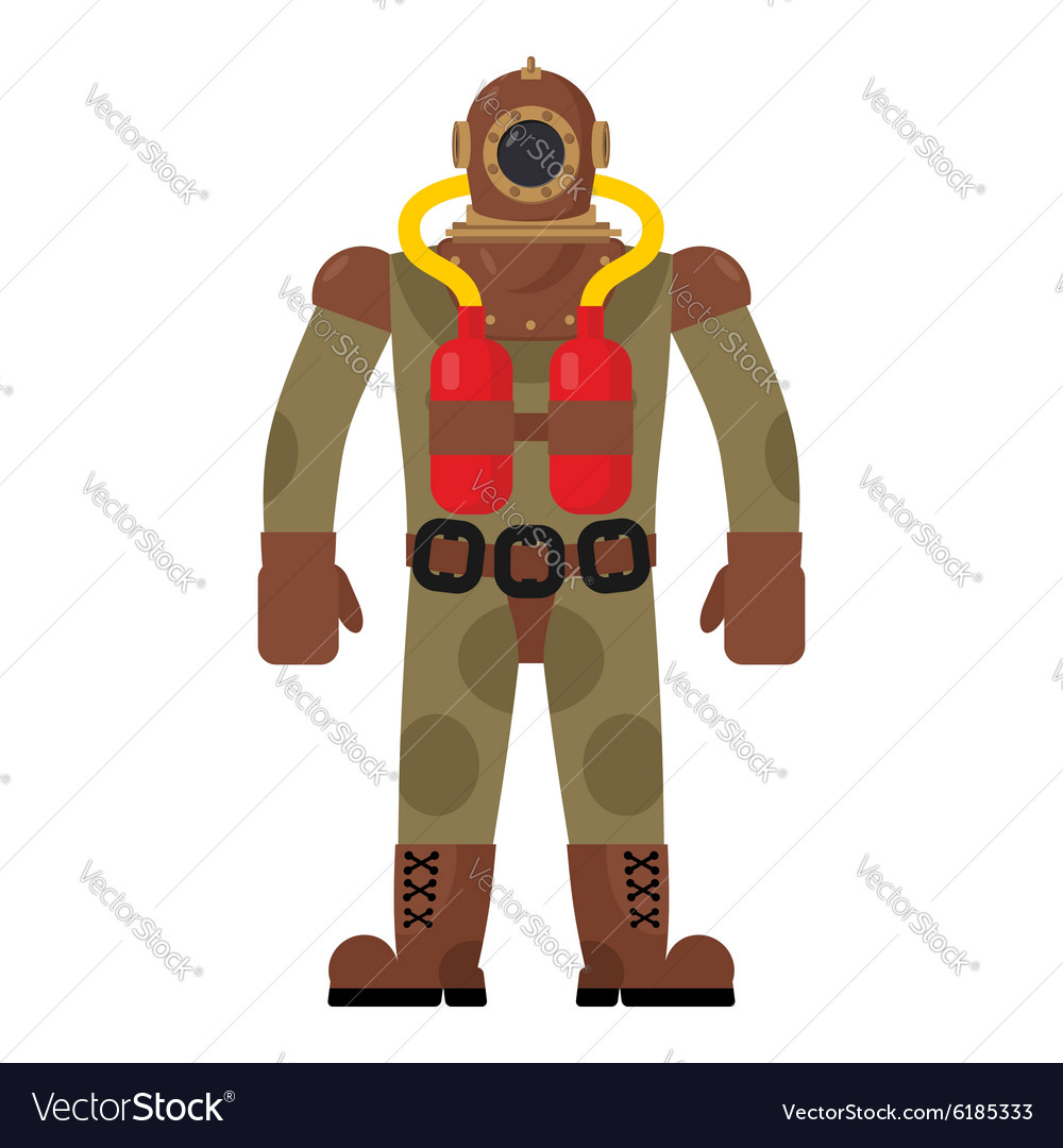 Diver old diving suit retro clothing for scuba