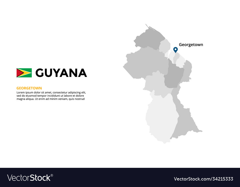 Guyana map infographic template slide Royalty Free Vector