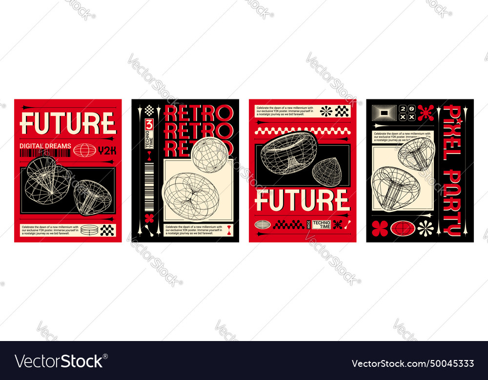 Poster design in y2k aesthetic Royalty Free Vector Image