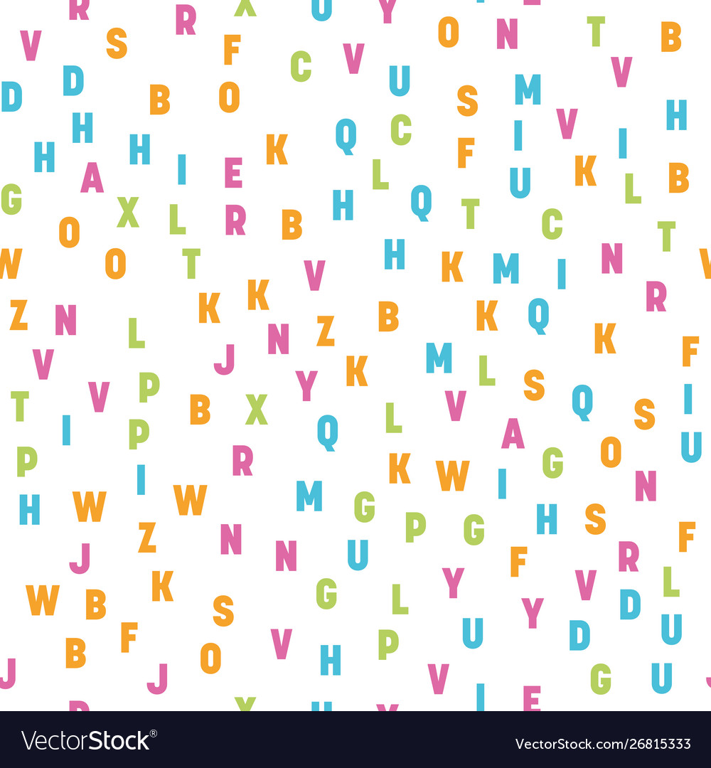 Seamless pattern colorful letters random order vector image Seamless pattern colorful letters random order