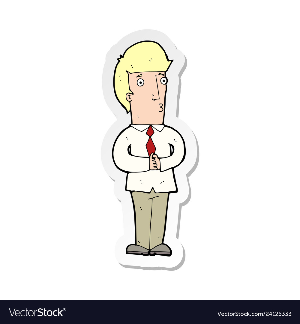 Sticker of a cartoon nervous man