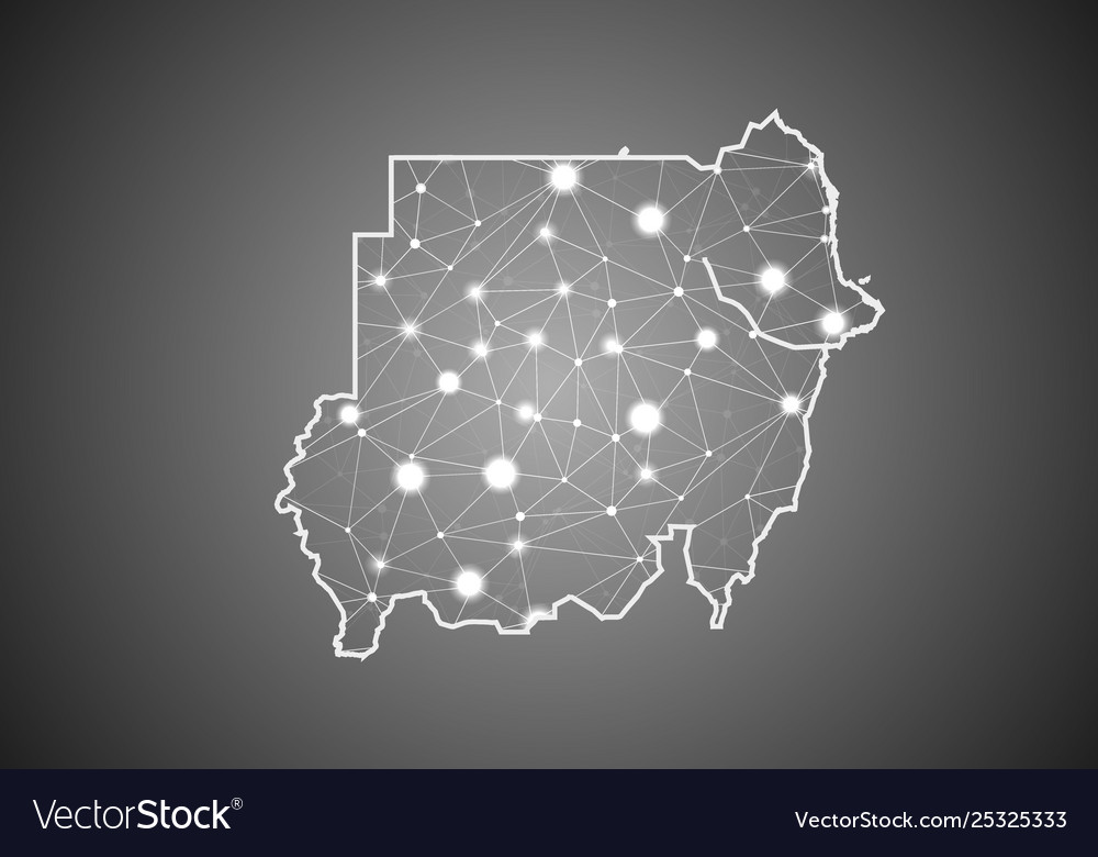 Wireframe mesh polygonal sudan map abstract vector image Wireframe mesh polygonal sudan map abstract