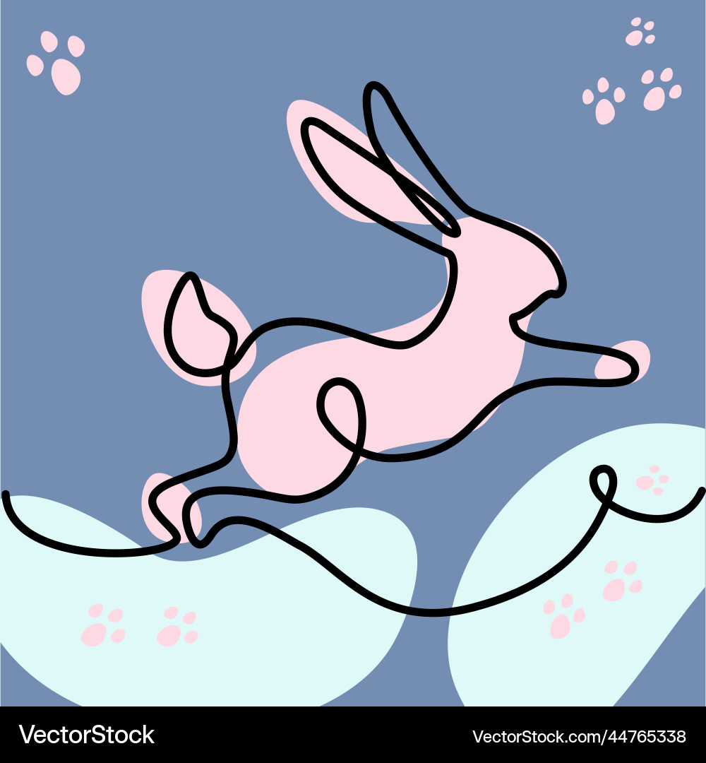 A stylized image of jumping rabbit with one Vector Image