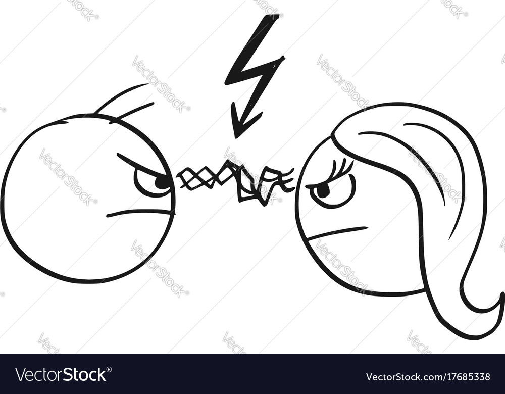 Cartoon man and woman in fight anger Royalty Free Vector