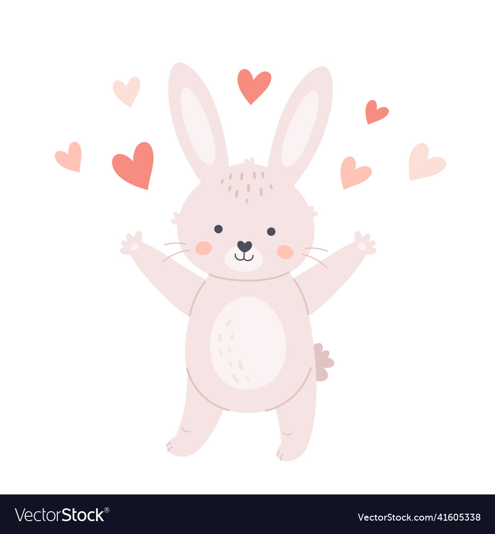 Cute bunny with hearts year of the rabbit