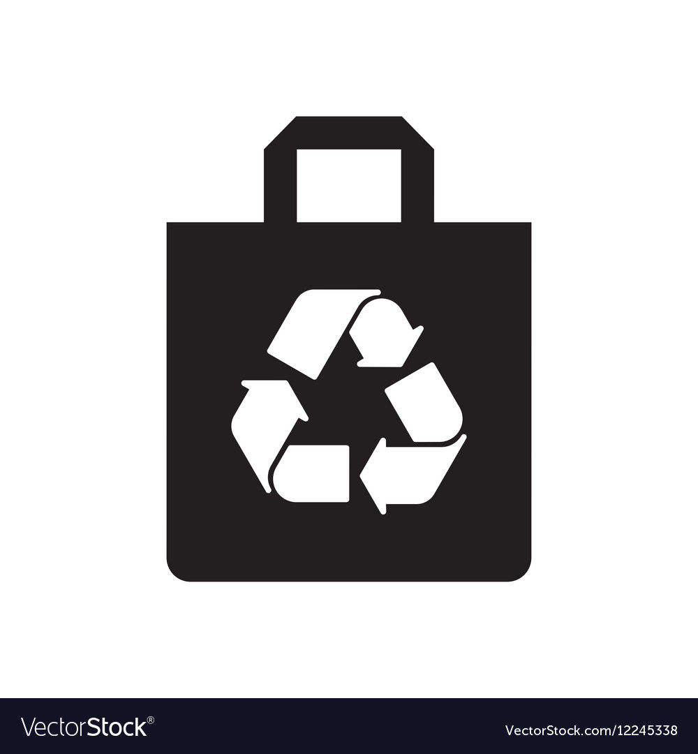 Flat icon in black and white recycling sign