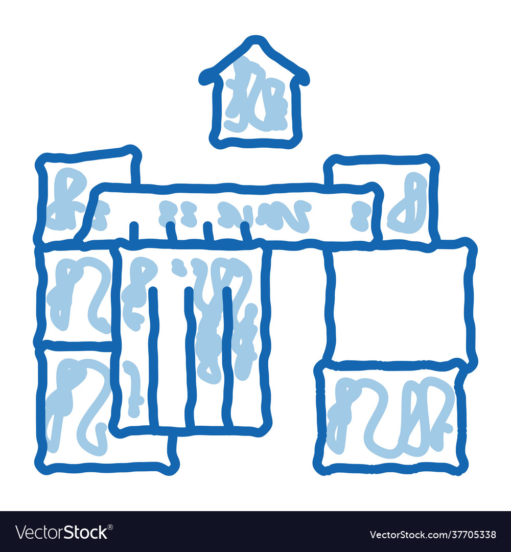 Homeless cardboard house doodle icon hand drawn