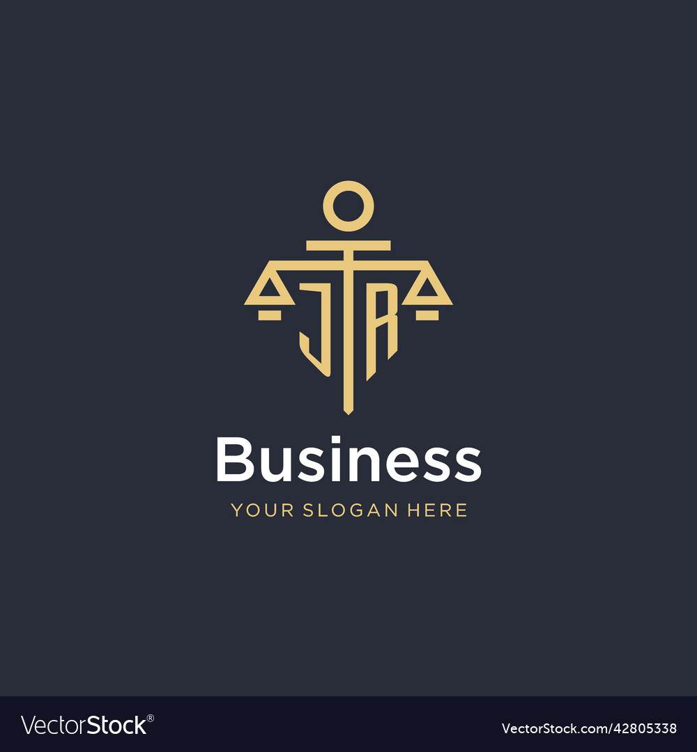 Jr initial monogram logo with scale and pillar