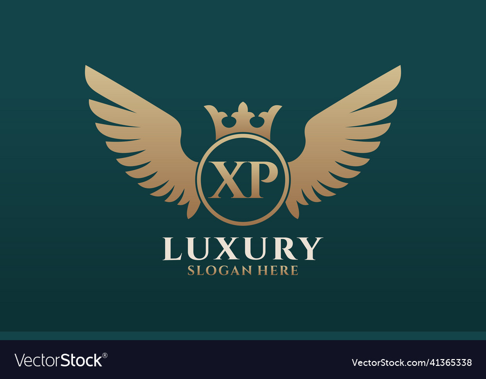 Luxury royal wing letter xp crest gold color logo