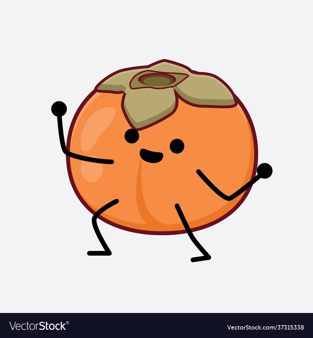Persimmon fruit cute character with simple face vector image Persimmon fruit cute character with simple face