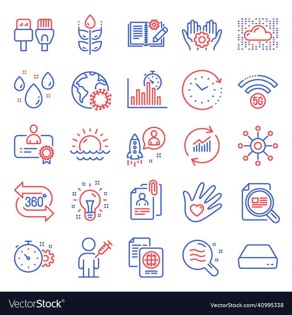 Science icons set included icon as report timer vector image Science icons set included icon as report timer