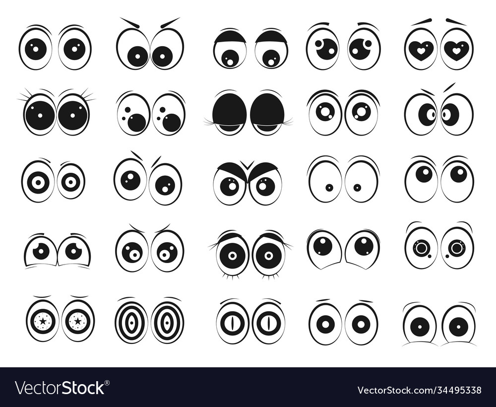 Set cartoon eyes different emotional views Vector Image