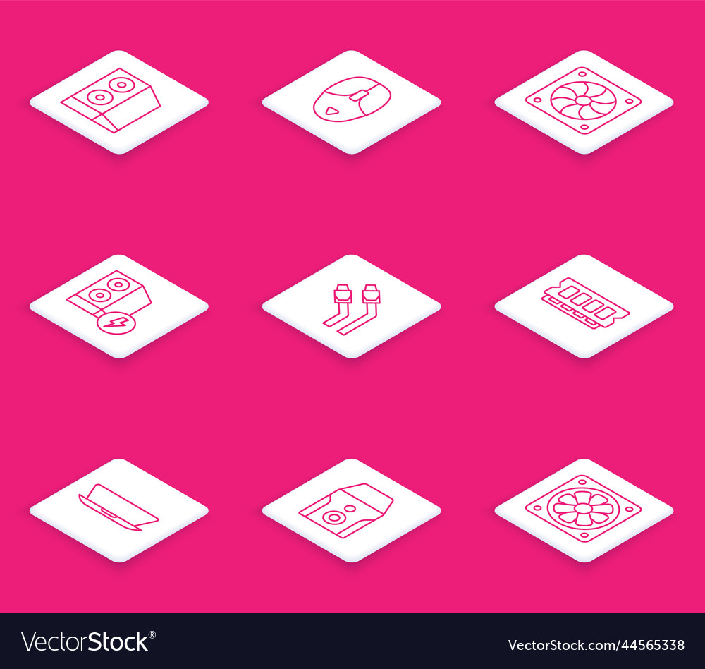 Set line case of computer mouse cooler vector image Set line case of computer mouse cooler