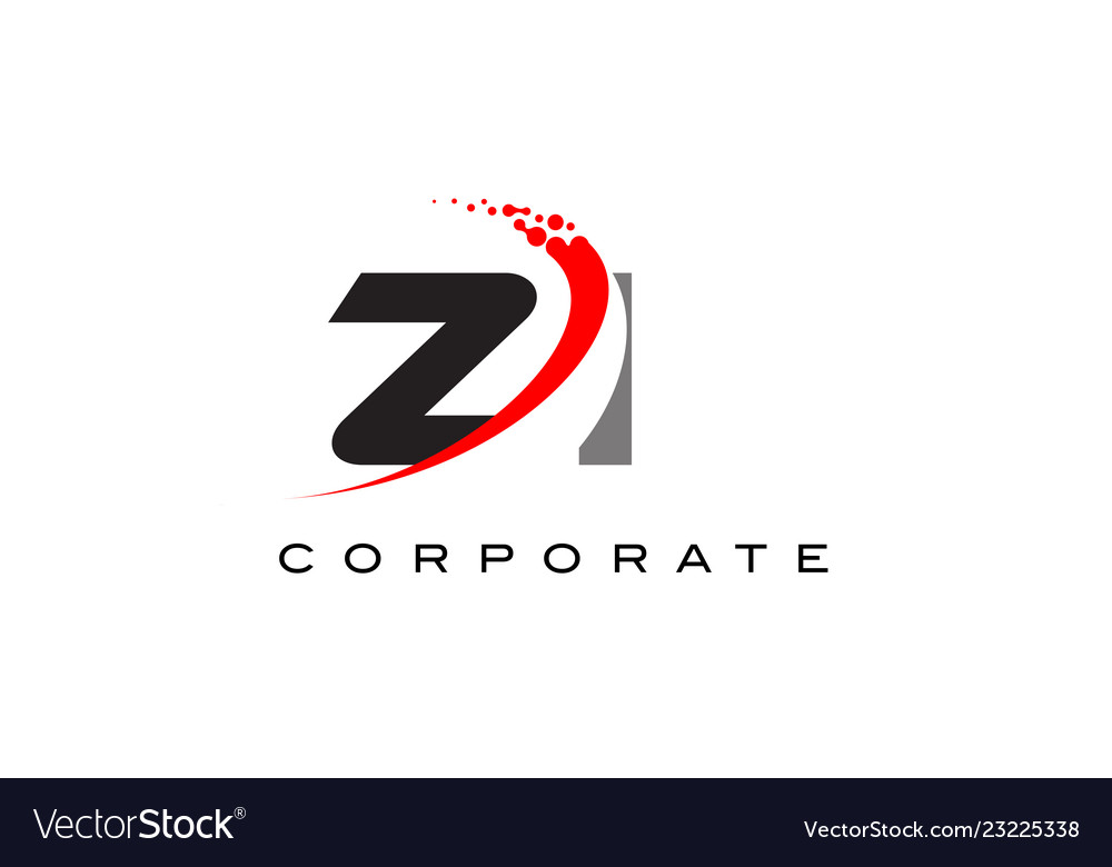 Zi modern letter logo design with swoosh Vector Image