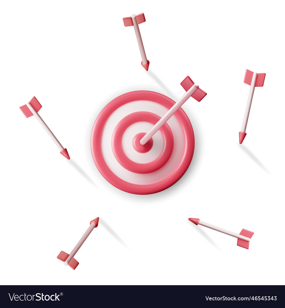 3d target with arrow in center icon vector image 3d target with arrow in center icon